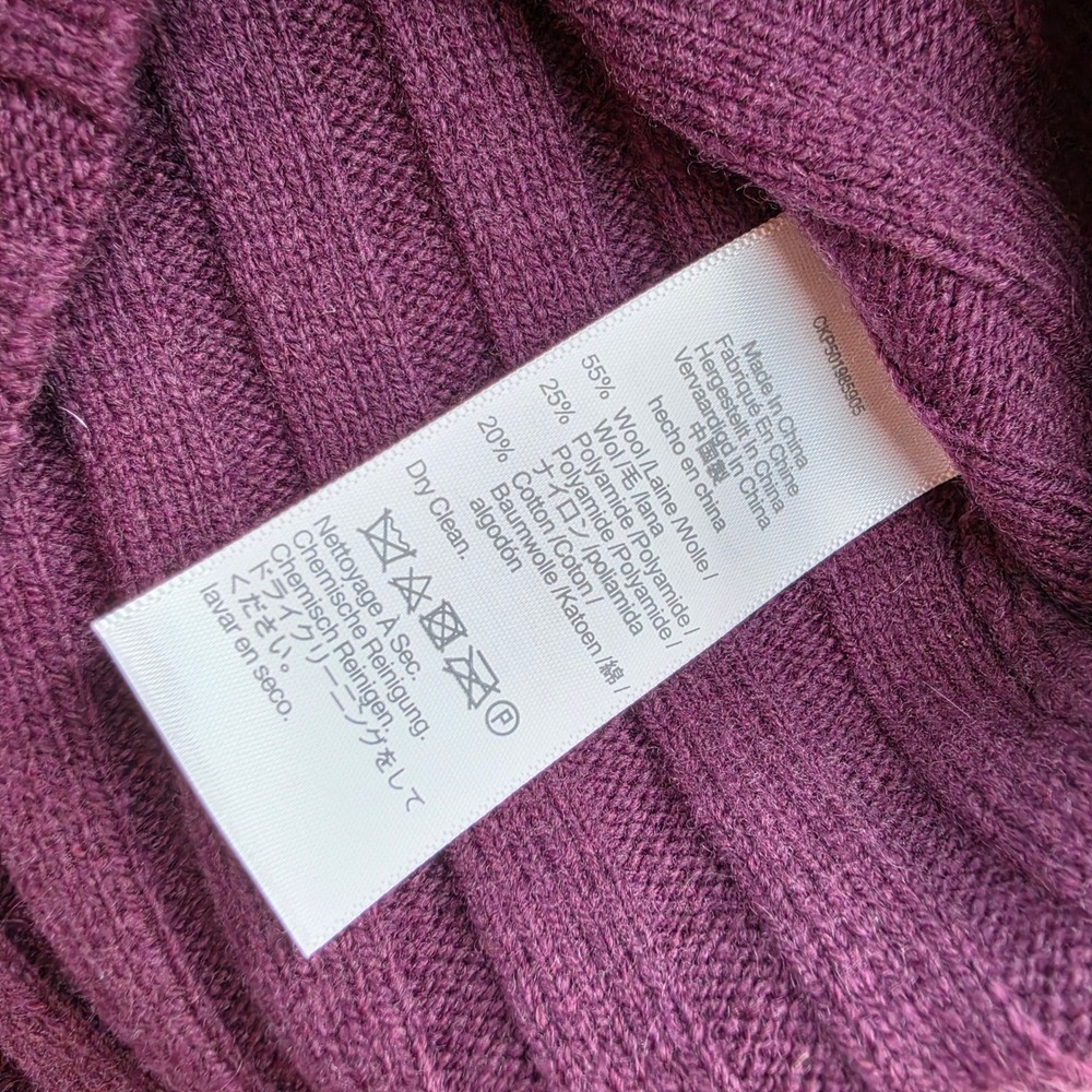 Madewell NWT Mockneck Ribbed Wool Blend‎ Cropped Sweater Plum Purple NM625 XS - Picture 5 of 9